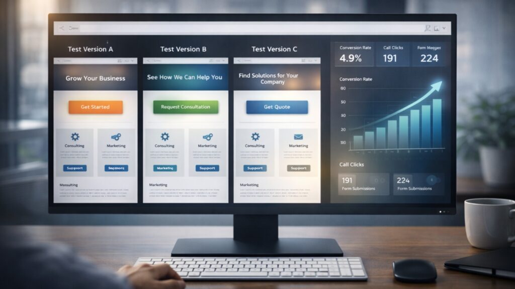 A/B testing website optimization improving conversions analytics tracking user engagement