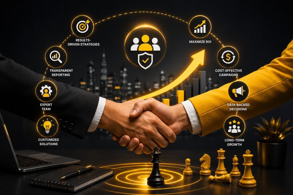 Performance marketing agency highlighting results-driven strategies, transparent reporting, expert campaign management, customized marketing solutions, ROI optimization, data-backed decisions, cost-effective advertising, and long-term business growth. | Ace360 Degree